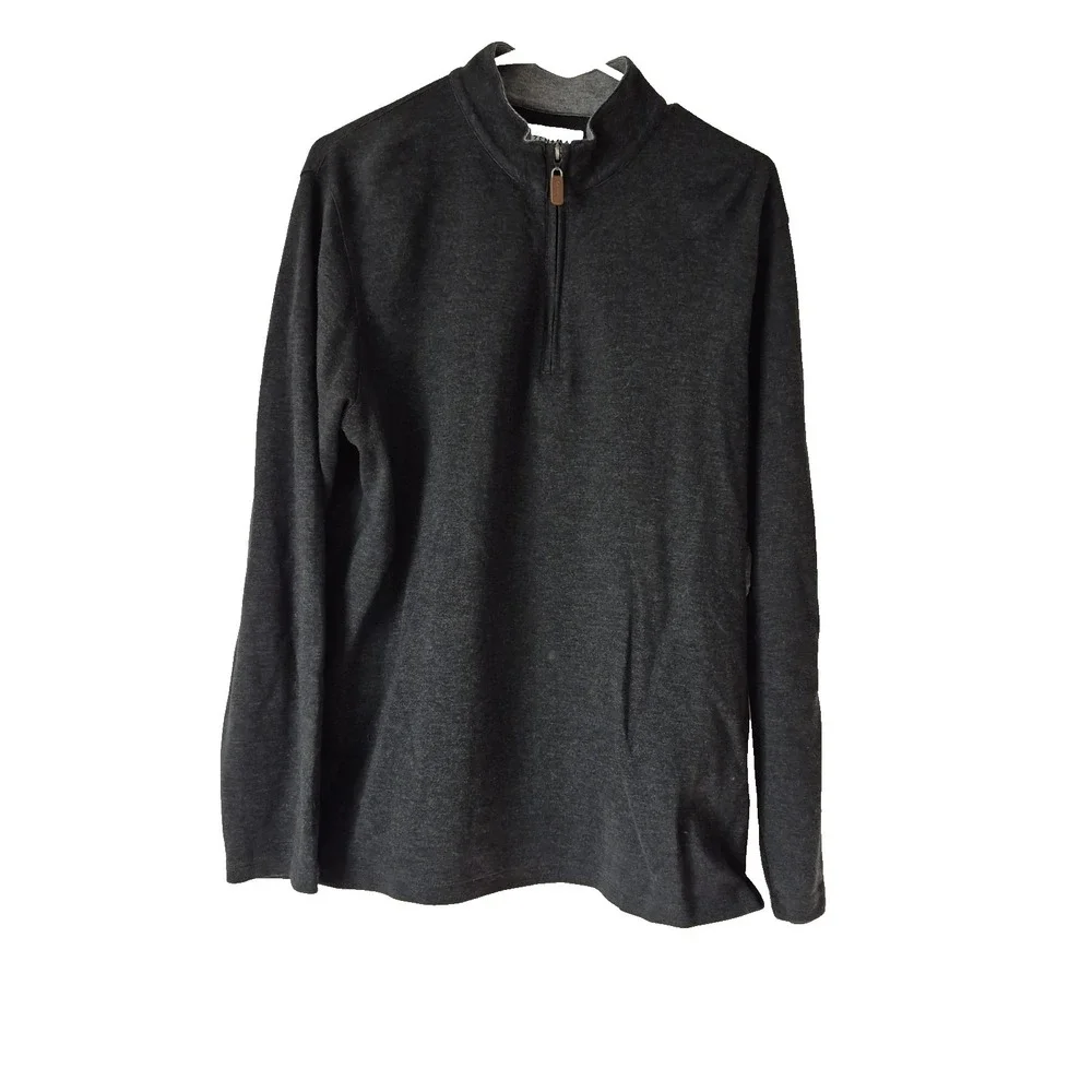 Mizzen+Main Sweater Mens Large Gray Stretch Long Sleeve 1/4 Zip Pullover‎